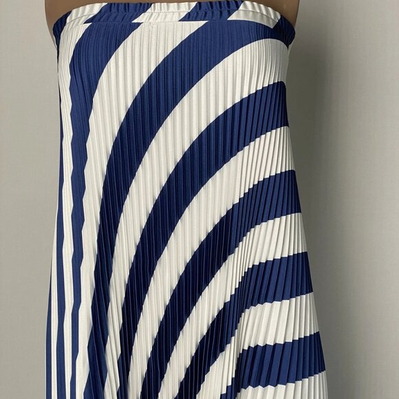 NEW L'LDEE Women’s Palma Strapless Pleated Maxi Dress Size 8 Navy/White - Picture 10 of 11